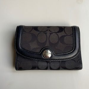 Coach Black Signature Wallet, 5.5 x 4 inches